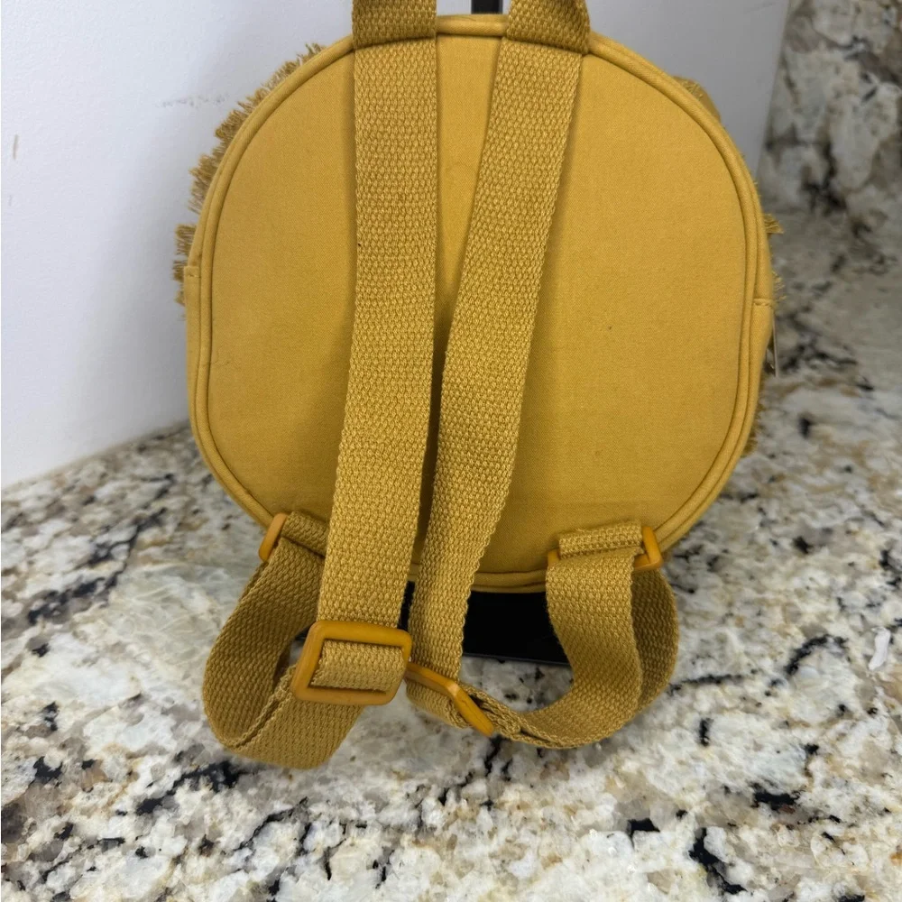 Lion Face Frayed Edge Soft Micro Velour Kids Backpack Mini Bag